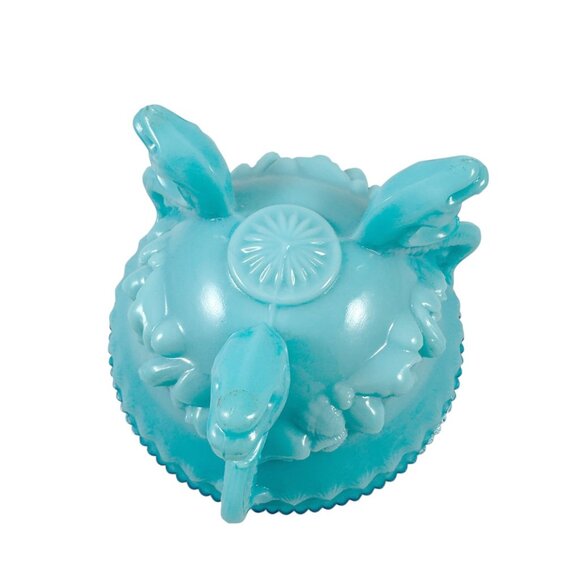 Westmoreland Blue Milk Glass Candy Dish Argonaut Shells Dolphins Vintage 1960s - Picture 5 of 10